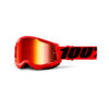 Occhiali cross 100% Strata 2 Rosso lente a specchio rossa