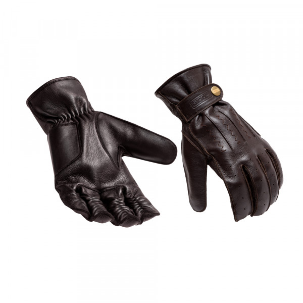Guanti Moto Tecnici In Pelle Traforata  Marrone