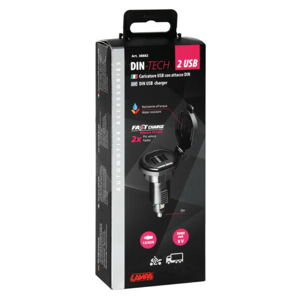 Caricabatteria Din 2 porte Usb Din-Tech 12/32V
