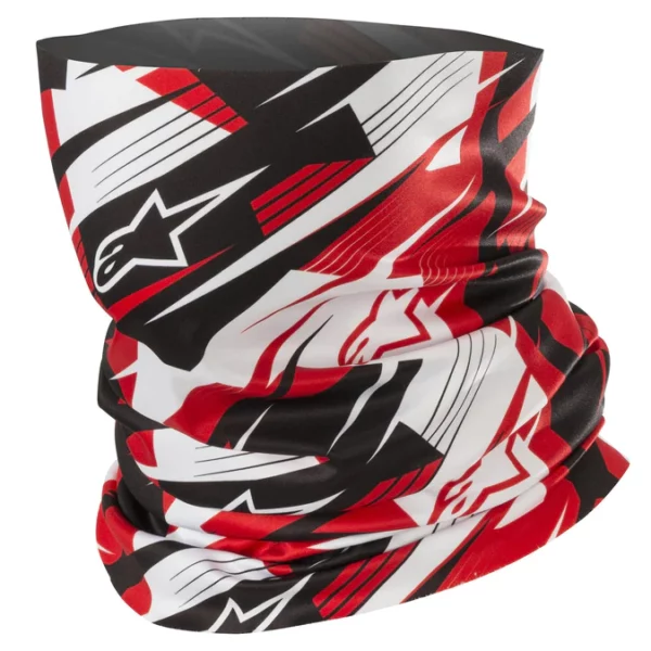 Collare Moto Leggero Alpinestars Neck tube Nero Bianco Rosso