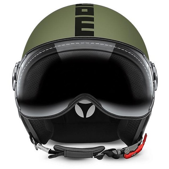Casco Moto Jet Momo Design Figther Classic Verde Militare