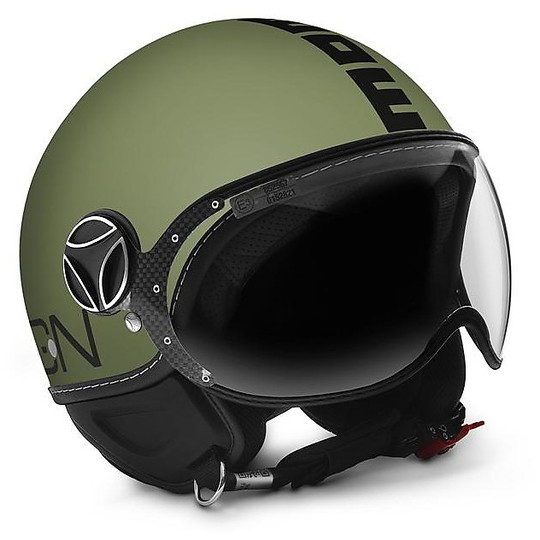 Casco Moto Jet Momo Design Figther Classic Verde Militare
