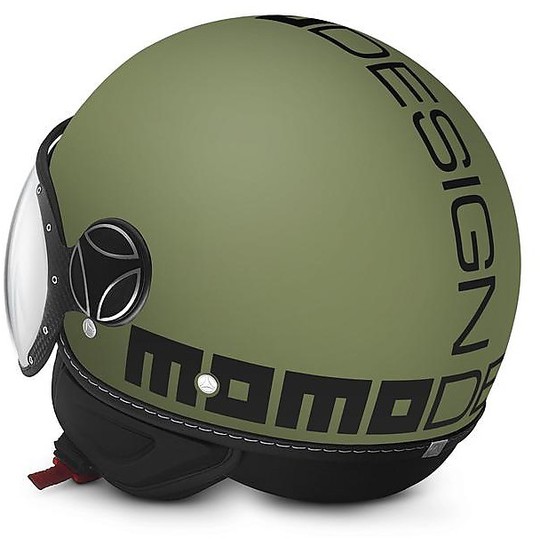 Casco Moto Jet Momo Design Figther Classic Verde Militare