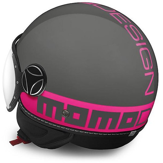 Casco Moto Jet Momo Design Figther Fluo Grey Fuxia fluo