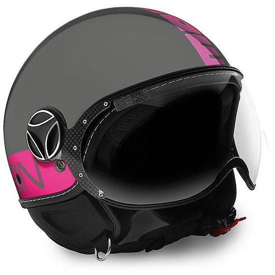 Casco Moto Jet Momo Design Figther Fluo Grey Fuxia fluo