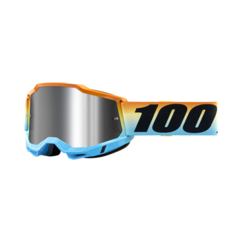 OCCHIALI MOTO CROSS ENDURO 100% ACCURI 2 GOGGLE SUNSET MIRROR SILVER