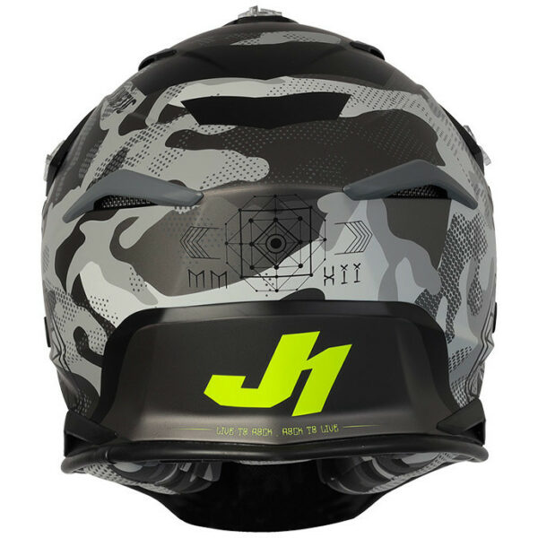 CASCO MOTO CROSS CAMO GIALLO FLUO NERO OPACO JUST1 J39 KINETIC
