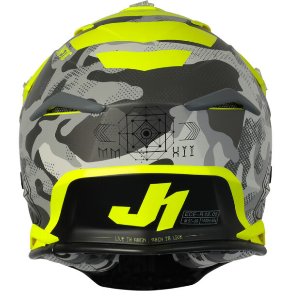 CASCO MOTO CROSS JUST1 J39 KINETIC CAMO LIME GIALLO FLUO OPACO