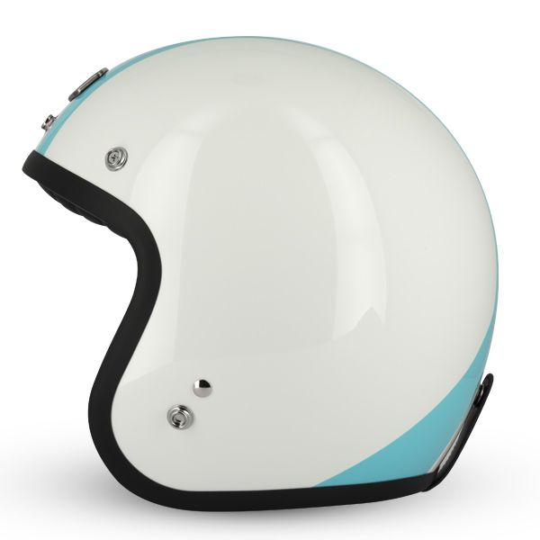 CASCO MOTO JET VINTAGE 3 BOTTONI S250 GASOLINE BIANCO BLU ROSSO