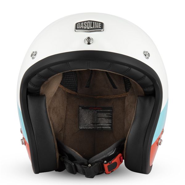 CASCO MOTO JET VINTAGE 3 BOTTONI S250 GASOLINE BIANCO CAFE RACER