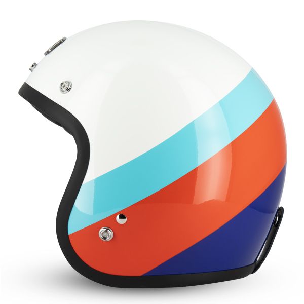 CASCO MOTO JET VINTAGE 3 BOTTONI S250 GASOLINE BIANCO CAFE RACER