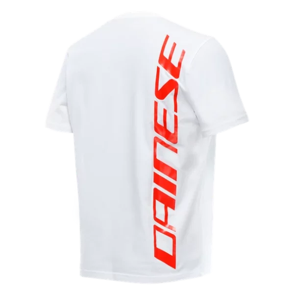 MAGLIA DAINESE MANICHE CORTE BIG LOGO BIANCO ROSSO FLUO