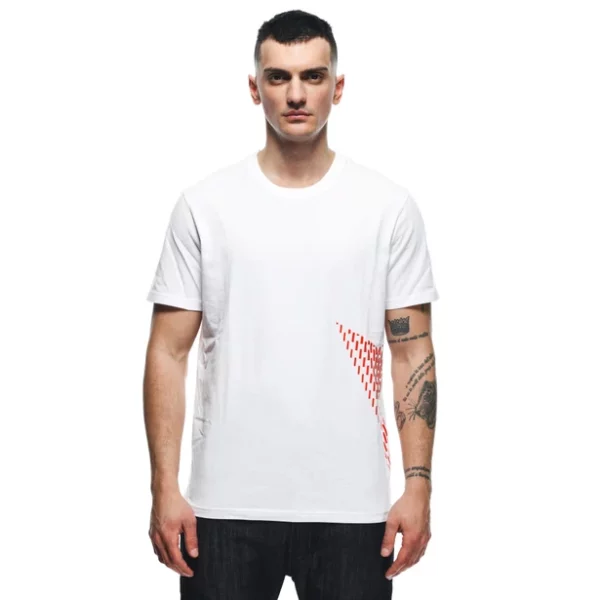 MAGLIA DAINESE MANICHE CORTE BIG LOGO BIANCO ROSSO FLUO