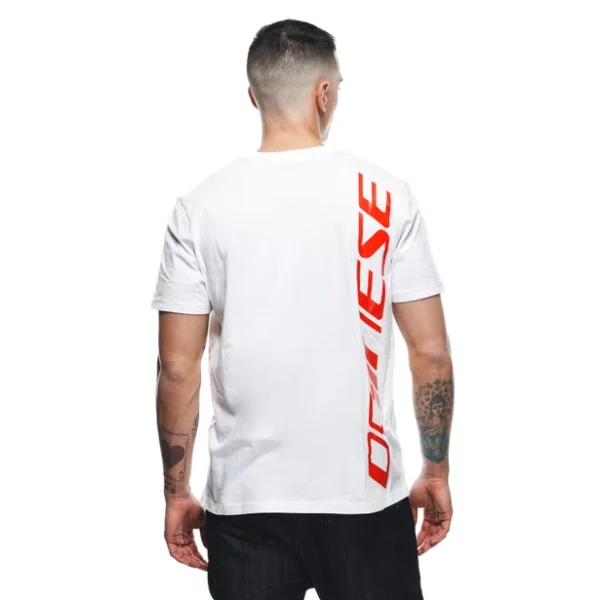 MAGLIA DAINESE MANICHE CORTE BIG LOGO BIANCO ROSSO FLUO