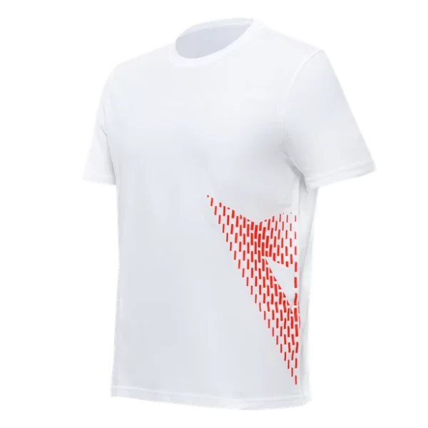 MAGLIA DAINESE MANICHE CORTE BIG LOGO BIANCO ROSSO FLUO