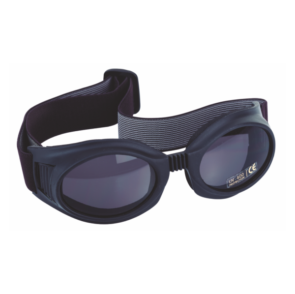 OCCHIALI IN GOMMA “KRONOS” LENTI FUMO MULTISPORT MOTO SCOOTER SCI SNOW SOFTAIR CON PRESE ARIA ANTIAPPANNAMENTO ED ELASTICO REGOLABILE