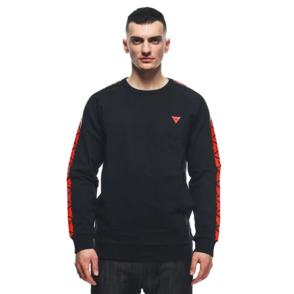 FELPA DAINESE SWEATER STRIPES BLACK/FLUO-RED