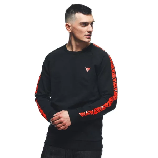 FELPA DAINESE SWEATER STRIPES BLACK/FLUO-RED