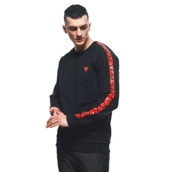 FELPA DAINESE SWEATER STRIPES BLACK/FLUO-RED