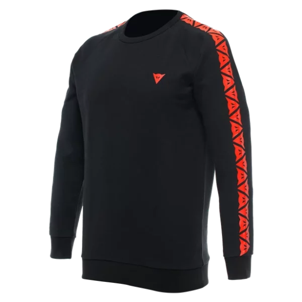 FELPA DAINESE SWEATER STRIPES BLACK/FLUO-RED