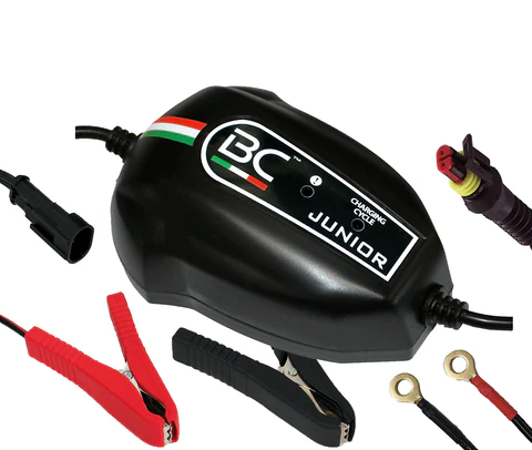 BC JUNIOR 900, Caricabatteria e Mantenitore Batterie Auto e Moto 12V Piombo-Acido, 1 Amp
