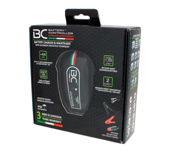 BC JUNIOR 900, Caricabatteria e Mantenitore Batterie Auto e Moto 12V Piombo-Acido, 1 Amp
