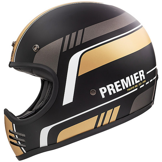Casco Moto Integrale Vintage Premier MX BL19 BM Nero Oro Opaco