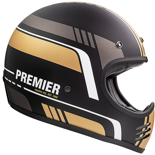 Casco Moto Integrale Vintage Premier MX BL19 BM Nero Oro Opaco