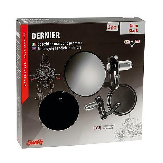 Coppia Specchietti Moto da Manubrio Lampa 90491 Dernier Nero