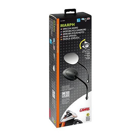 Coppia Specchietti Moto Lampa Modello Marph da 10mm Nero