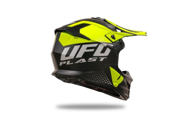 CASCO MOTOCROSS UFO PLAST INTREPID NERO E GIALLO FLUO