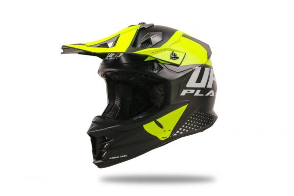 CASCO MOTOCROSS UFO PLAST INTREPID NERO E GIALLO FLUO