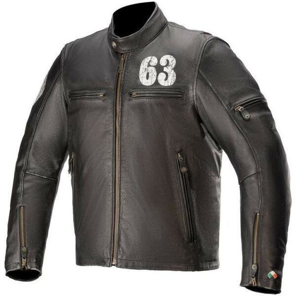 Giubbotto Moto in Pelle Alpinestars SIXTY THREE Nero