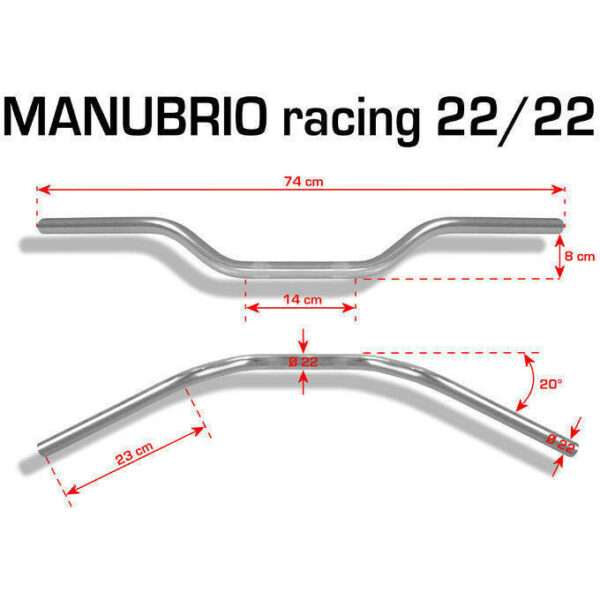 Manubrio Moto Strada in Ergal BARRACUDA Racing Rosso