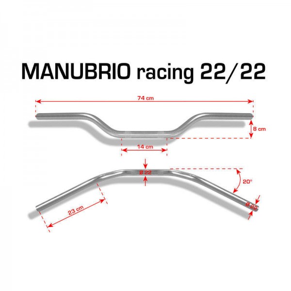 Manubrio moto Strada in Ergal BARRACUDA Racing Nero