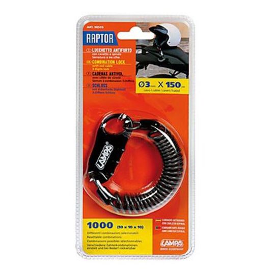 Antifurto Moto Modello Raptor Con Cavo a Spirale 150 Cm