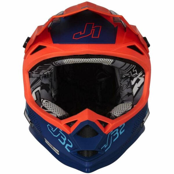 CASCO MOTO CROSS  BAMBINO JUST1 J32 VERTIGO Blu Arancio Fluo