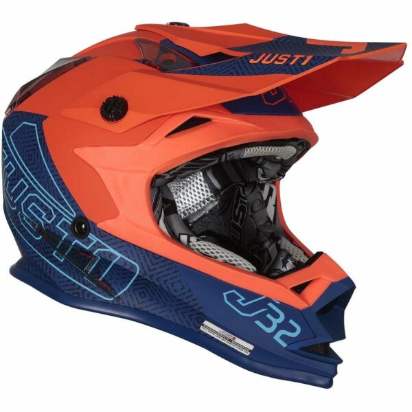 CASCO MOTO CROSS  BAMBINO JUST1 J32 VERTIGO Blu Arancio Fluo