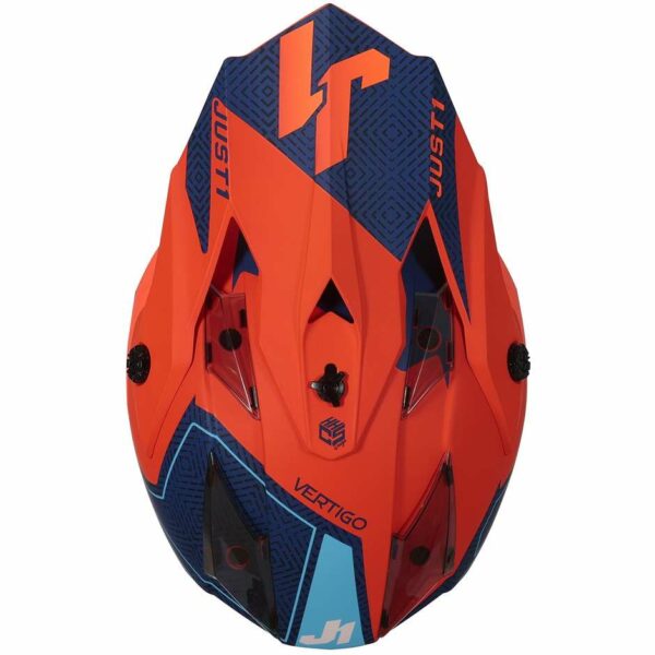CASCO MOTO CROSS  BAMBINO JUST1 J32 VERTIGO Blu Arancio Fluo