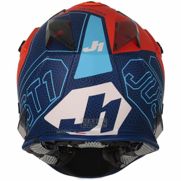 CASCO MOTO CROSS  BAMBINO JUST1 J32 VERTIGO Blu Arancio Fluo