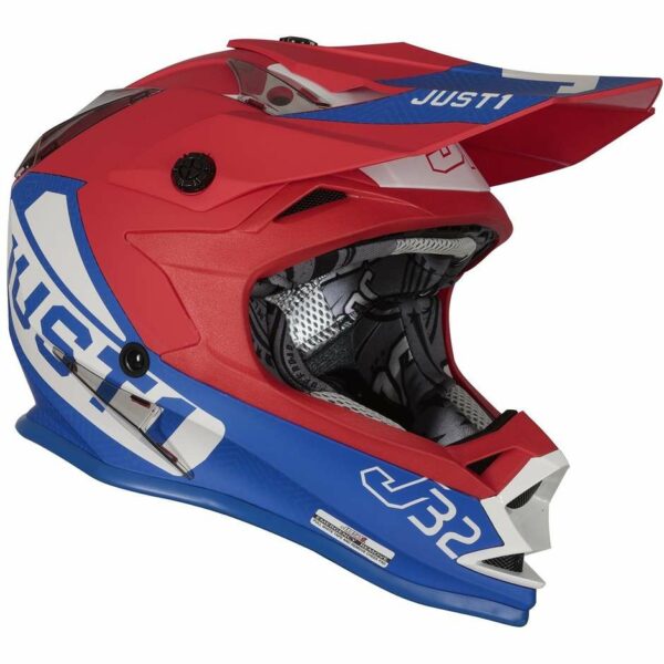 CASCO MOTO CROSS BAMBINO JUST1 J32 VERTIGO Blu Bianco Rosso