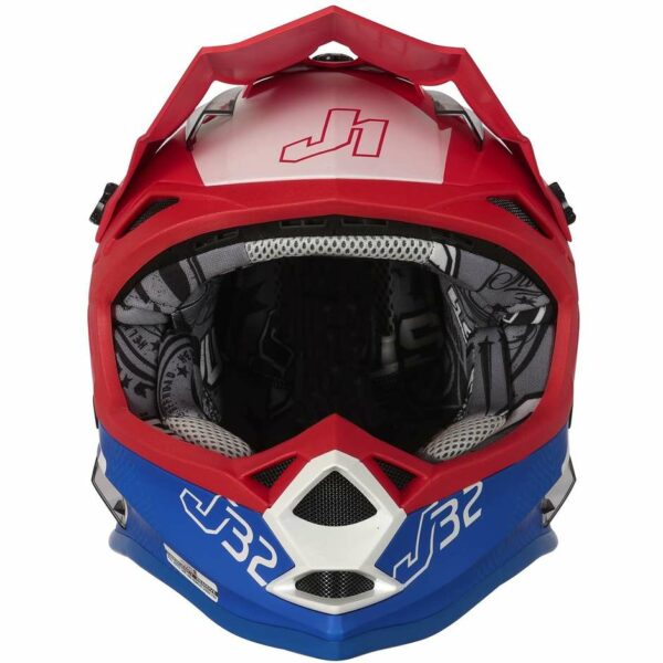 CASCO MOTO CROSS BAMBINO JUST1 J32 VERTIGO Blu Bianco Rosso