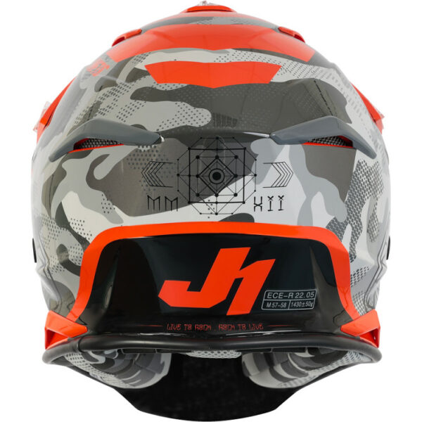 CASCO MOTO CROSS JUST1 J39 KINETIC CAMO GRIGIO ROSSO FLUO ARANCIO