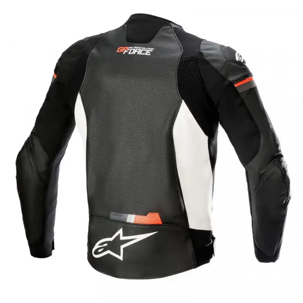 Giacca Moto Pelle Alpinestars GP FORCE AIRFLOW Traforato Nero Bianco Rosso fluo