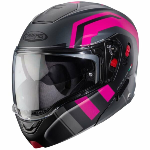 Casco Moto Modulare  Caberg HORUS X ROAD Grigio Opaco Nero Rosa 22.06 P/J