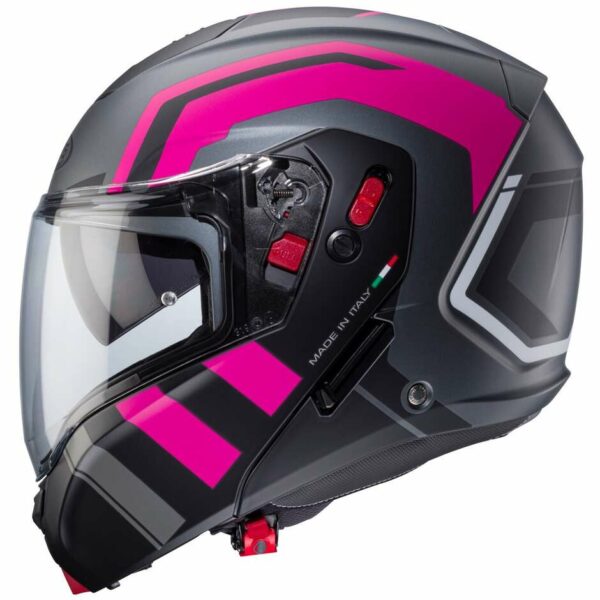 Casco Moto Modulare  Caberg HORUS X ROAD Grigio Opaco Nero Rosa 22.06 P/J