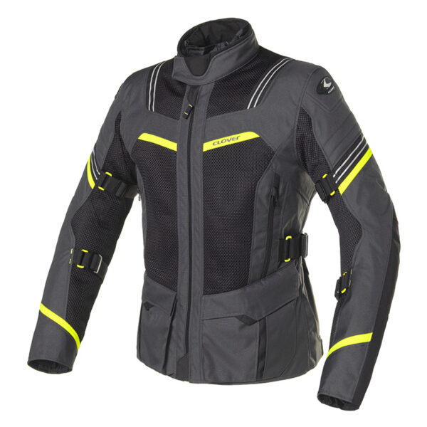 Giacca Moto Donna Clover Ventouring 3 Wp grigio giallo