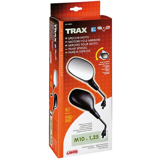 Coppia Specchietti Moto Lampa Modello Trax da 10mm Nero