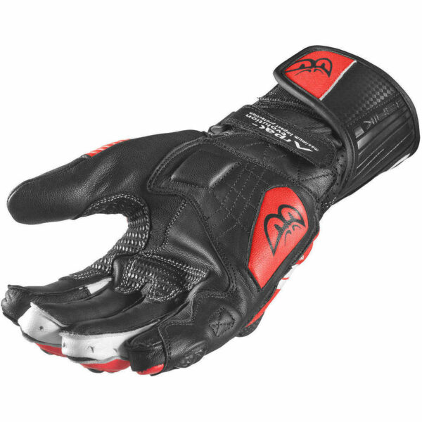 Guanti Moto Racing In Pelle Berik 2.0 195112 Race Bianco Rosso Fluo