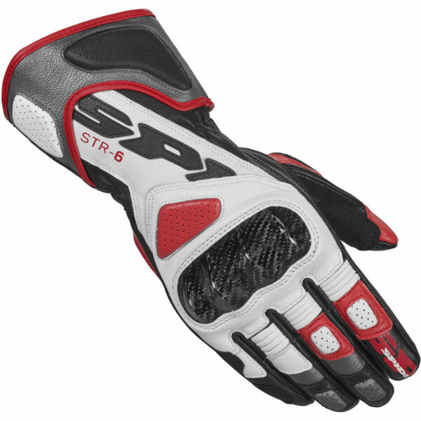 Guanti Moto Sportivi Pelle Spidi STR-6 Nero Bianco Rosso